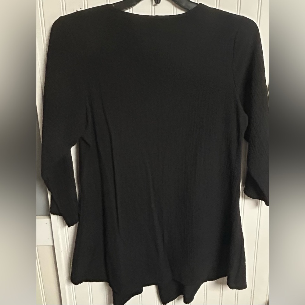 Yushi Asymmetric Crinkle Tunic Top Sz XL Lagenlook Artsy Textured Flowy Buttons - Picture 4 of 4